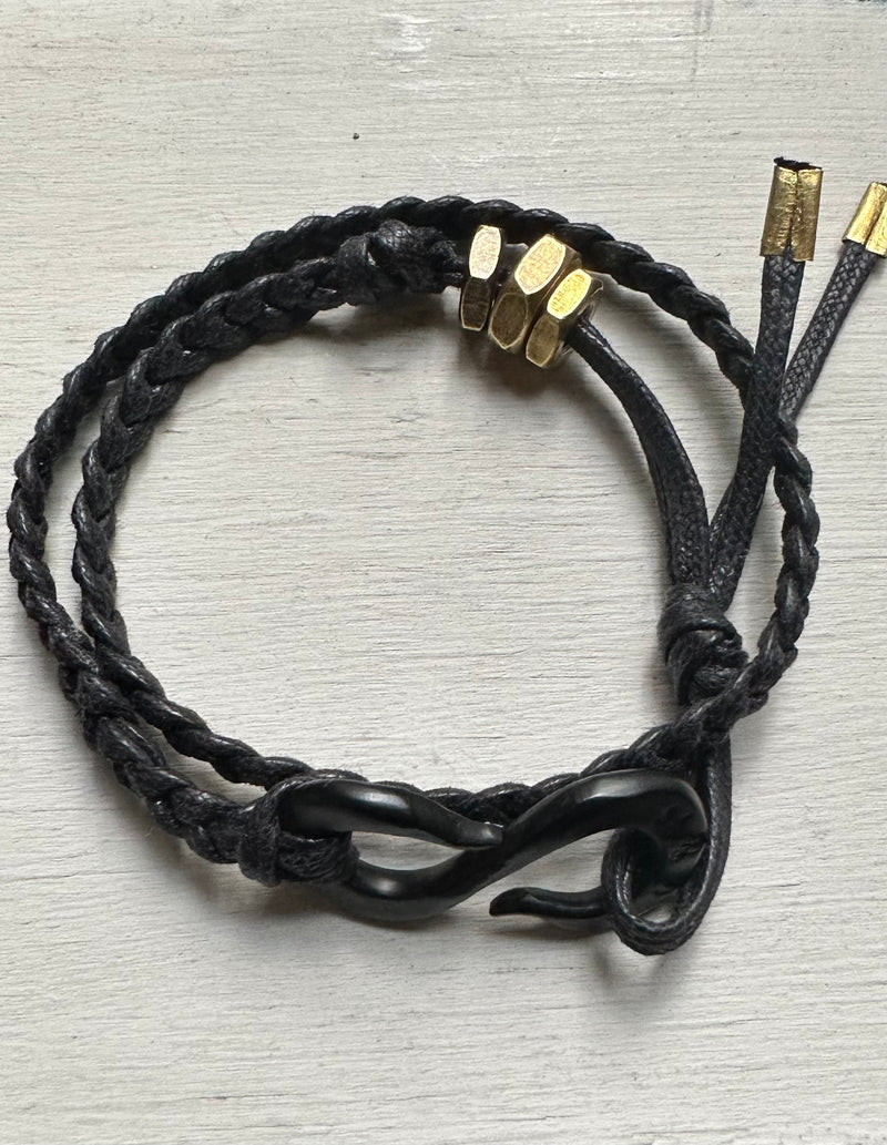 Limited Military Black S hook on Braided Waxed Cotton