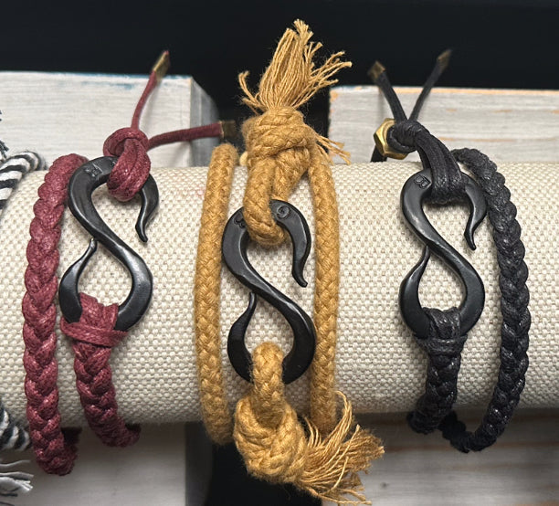 Limited Military Black S hook on Braided Waxed Cotton