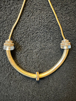 Double Topaz Rhinestone Pipe Necklace
