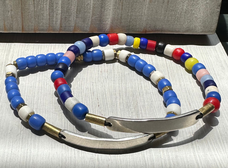 SUMMER MIXED COLOR STERLING ID STRETCH BRACELET