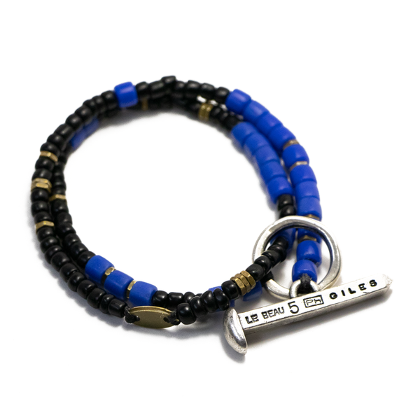 Beaded Wrap Bracelet with Railroad Spike Toggle | Giles & Brother