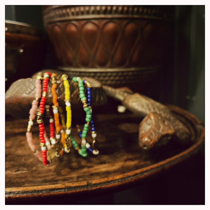 Individual PRIDE Tiny Vintage African Bead Stretch Bracelet