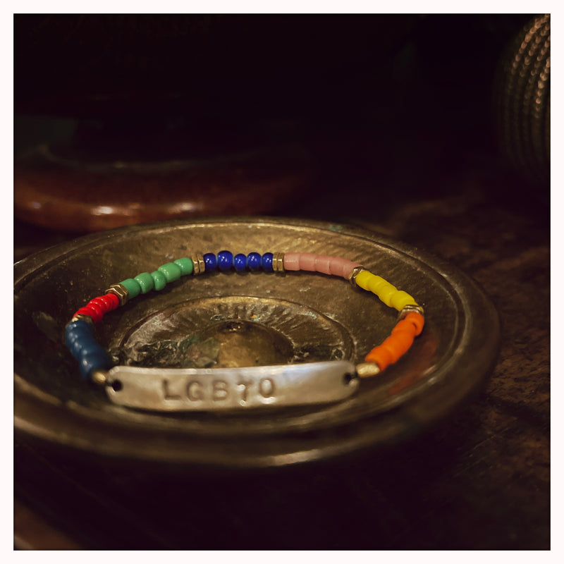 PRIDE Tiny Vintage African RAINBOW COLOR BLOCKED Bead Bracelet