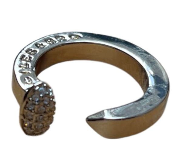 POLISHED GOLD PAVE RAILROAD SPIKE RING