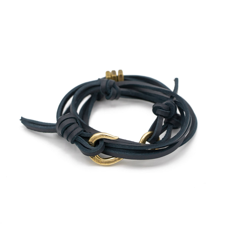 Hook Bracelet with "Docksider" Leather Lashing