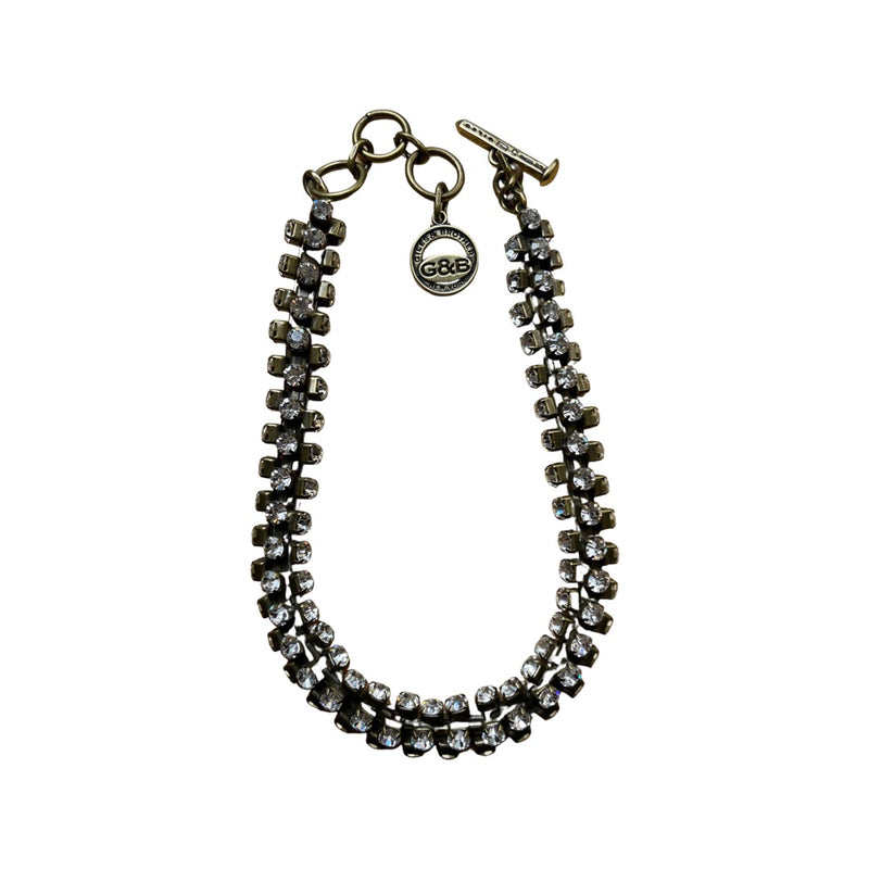 Vintage Black Art Deco Rhinestone Necklace Choker, 14