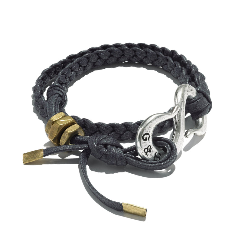 Braided Waxed Cotton S Hook Wrap Bracelet | Giles & Brother