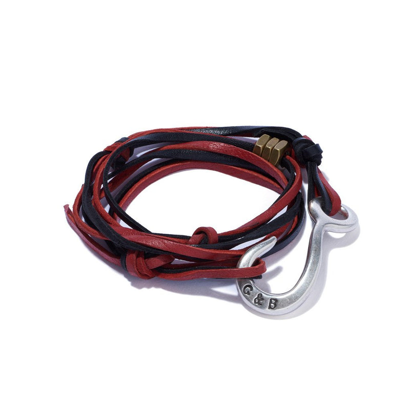 Leather Lash Hook Wrap Bracelet Black & Red | Giles & Brother
