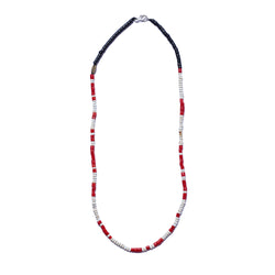 African Seed Bead Necklace Black, Red & White | Giles & Brother