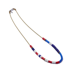 Masai Bead & Ball Chain Necklace Blue, Red & White | Giles & Brother