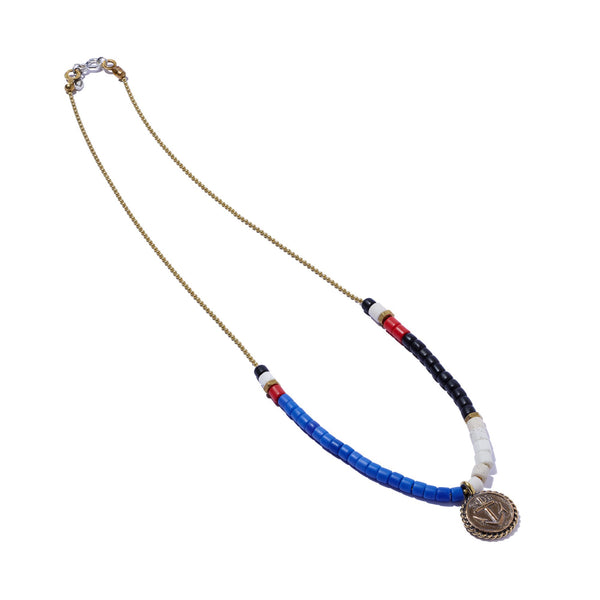Masai Bead & Ball Chain Necklace With Anchor Charm | Giles & Brother