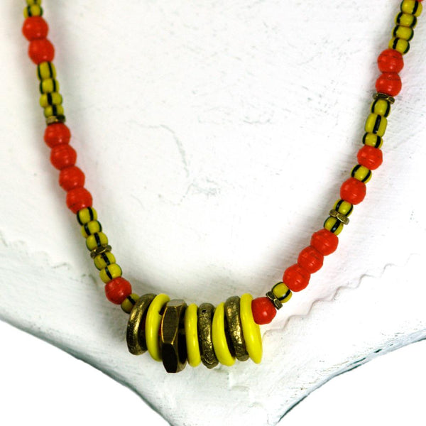 Vintage African Bead Necklace With Rings | Giles & Brother