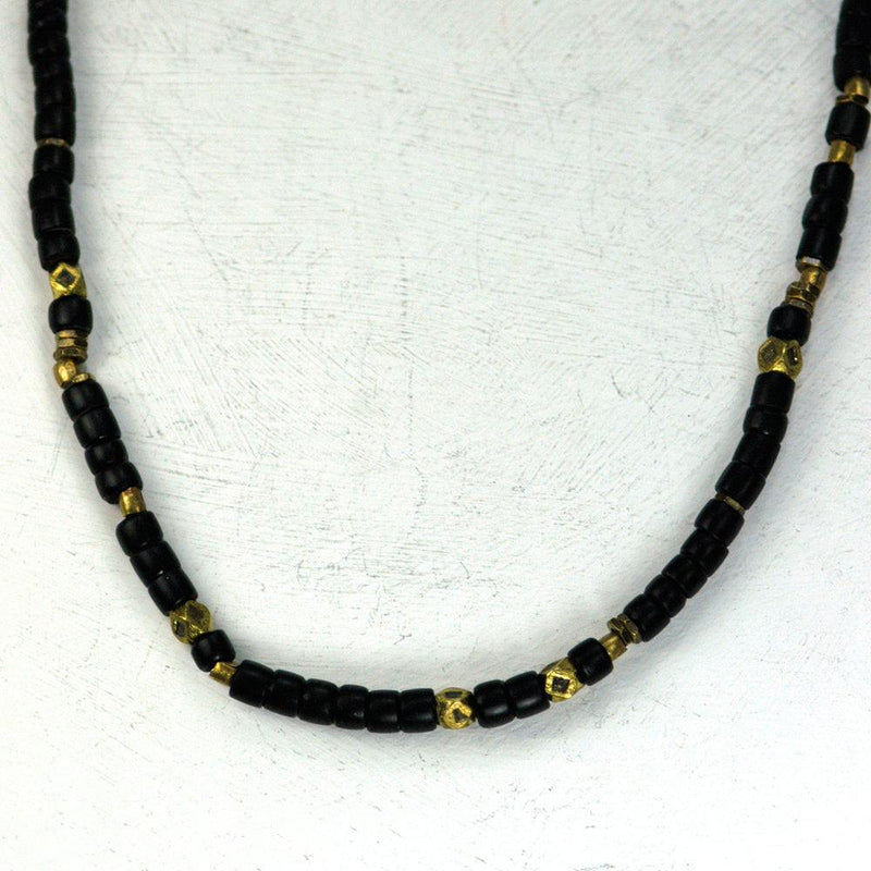 Black And Brass Vintage African Bead Necklace | Giles & Brother
