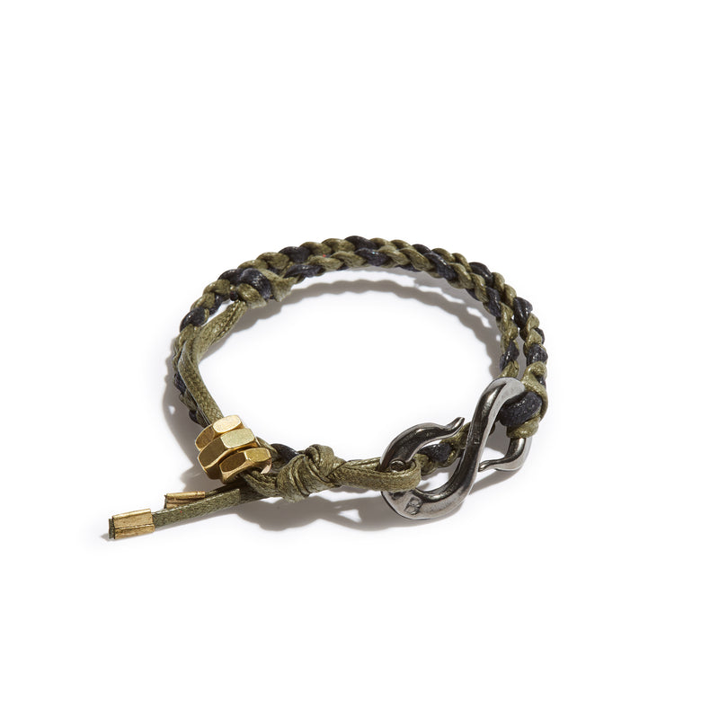 Braided Multi Color Waxed Cotton S Hook Wrap Bracelet | Giles & Brother