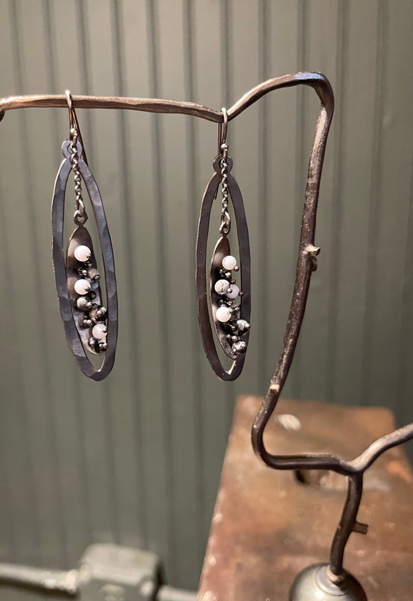 ACADEMIE BLACKENED DOUBLE DROP EARRINGS