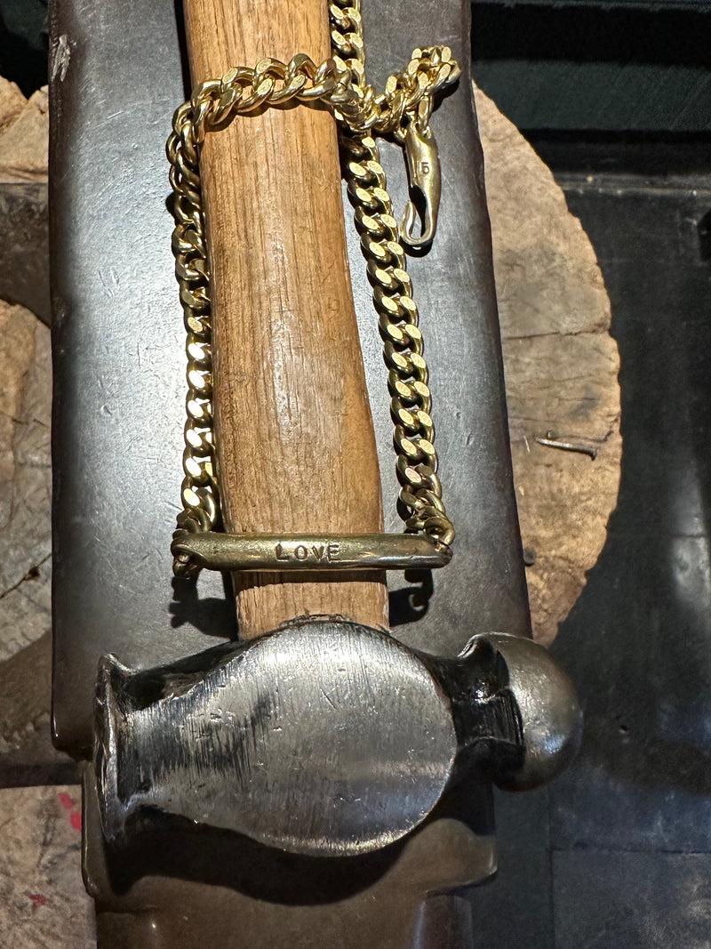 Brass Spike with Handmade Beaded Chain