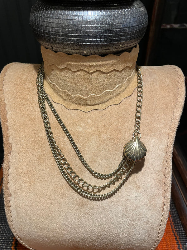 Black Pave shell multi-chain Necklace