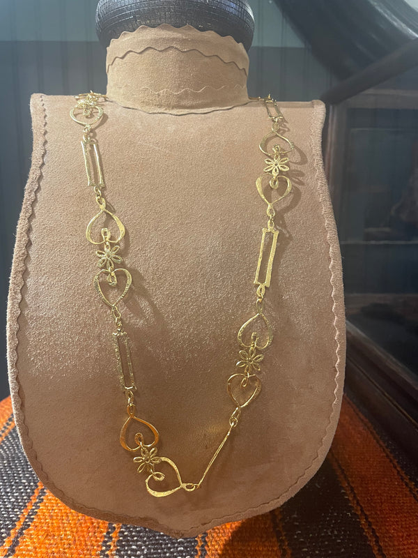 Academie ERIS heart and flower link necklace