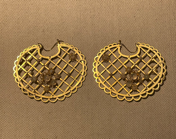 ACADEMIE LARGE CRYSTAL TRELLIS EARRINGS