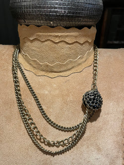 Black Pave shell multi-chain Necklace