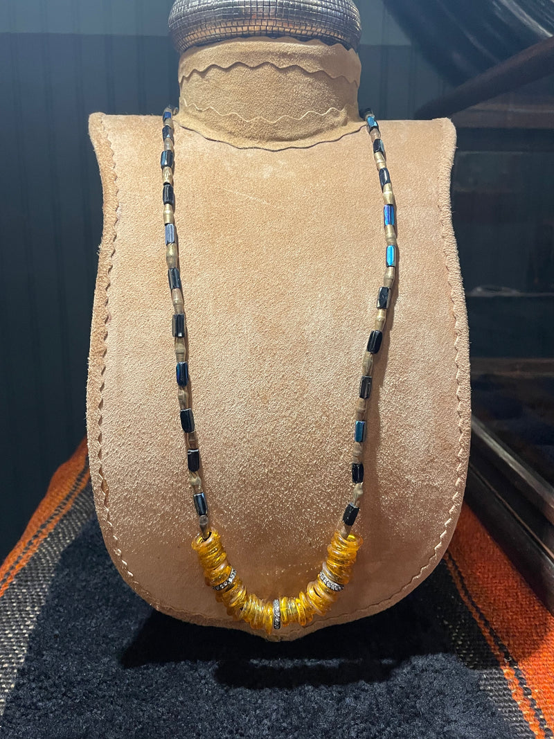 Vintage blue 2025 glass bead necklace