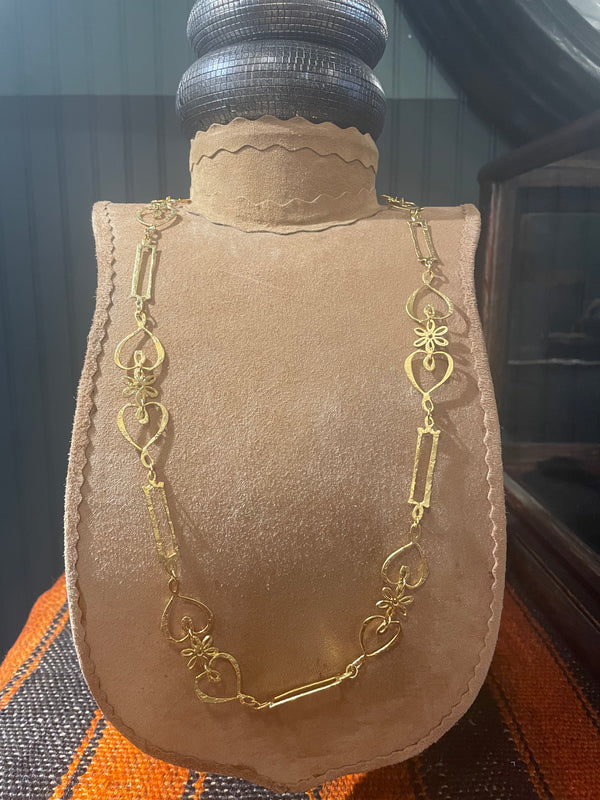 Academie ERIS heart and flower link necklace