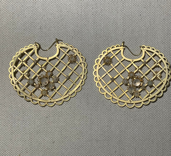ACADEMIE LARGE CRYSTAL TRELLIS EARRINGS